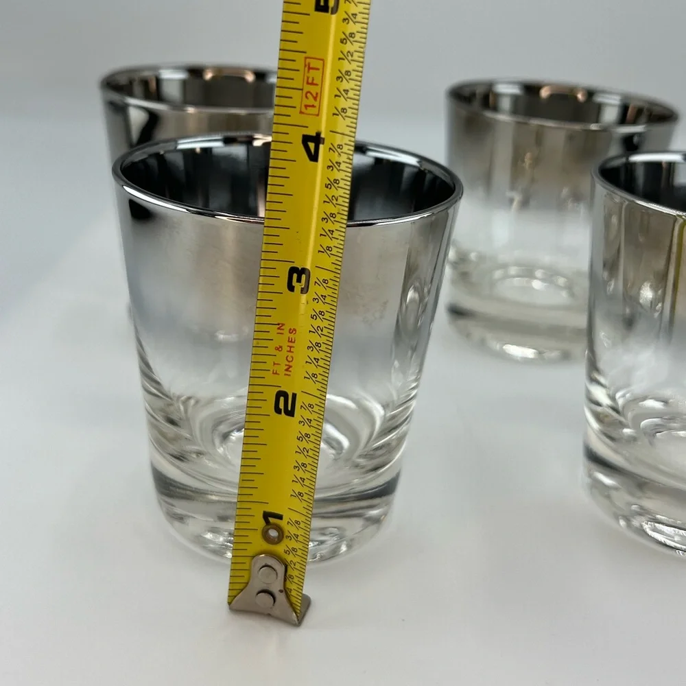 MCM Dorothy Thorpe Style Silver Fade 10oz Old Fashioned Rocks Glasses Set of 4.